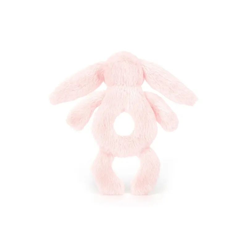 JELLYCAT Shy Pink Rabbit Ring Rattle Dolls Plush Doll 18cm High-2