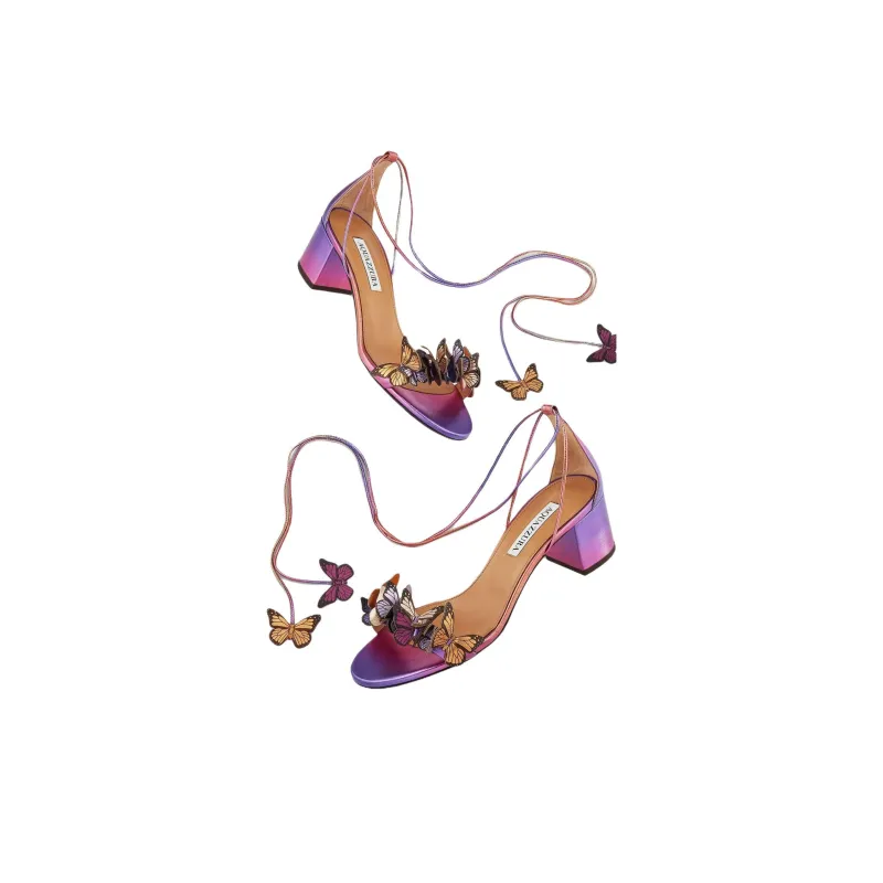 AQUAZZURA Papillon Strap Sandals 5cm Women's Purple-4