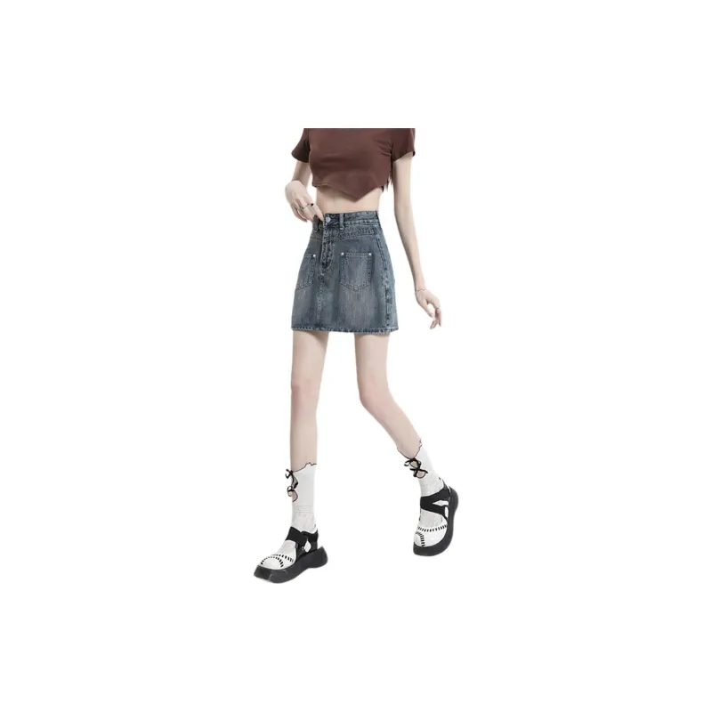 Weixi Denim Short Skirts Women's Blue-3