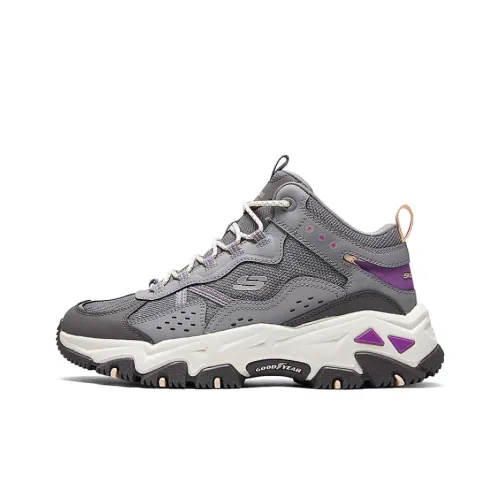 Skechers OUTDOOR Breathable Height Increasing Rebound Mid-Top Casual Shoes Women's Gray Purple