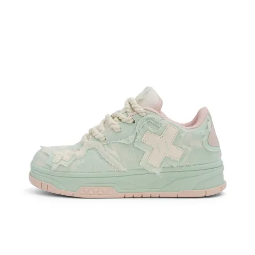 OHJC Slip Resistant Cushioning Abrasion Resistant Low Top Skateboard Shoes Women's Cream Green