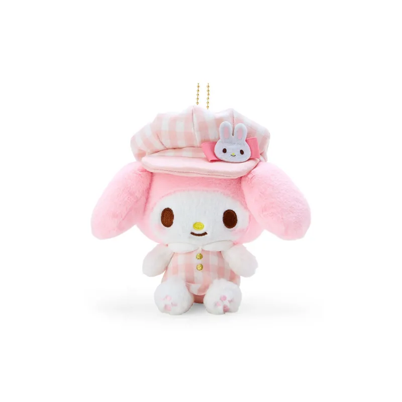 Sanrio My Melody Colorful Plaid Newsboy Cap Dolls Plush Pendant 17cm Height-2