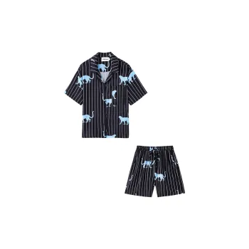 Wabi Town Pajama Set Spring Summer Women's Black