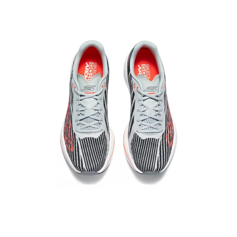 Skechers Cushioned Wear Resistant Breathable Low Top Casual Running Shoes Men's White Orange Black-4