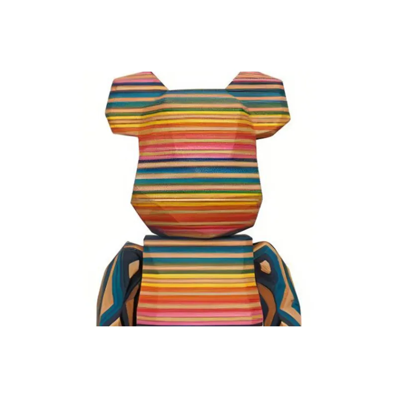 BE@RBRICK x Fragment Design 400% Hiroshi Fujiwara Polygon Rainbow Wood Trendy Figures 28cm-2
