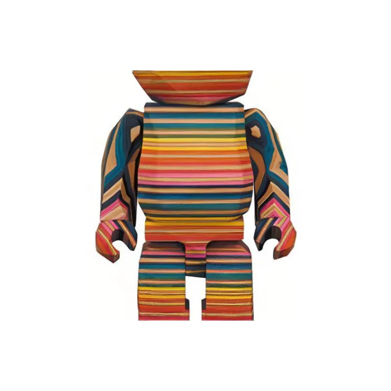 BE@RBRICK x Fragment Design 400% Hiroshi Fujiwara Polygon Rainbow Wood Trendy Figures 28cm-4