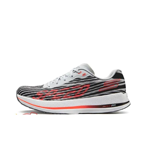 Skechers Cushioned Wear Resistant Breathable Low Top Casual Running Shoes Men's White Orange Black