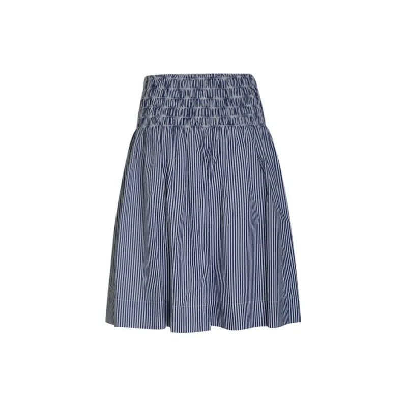 Little Pull Casual Long Skirts Women's Blue White Stripes-1