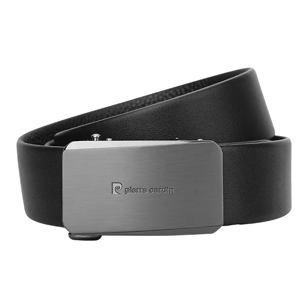 PIERRE CARDIN Cow Leather Belt Father Box Men's Black Width 3.5CM-2
