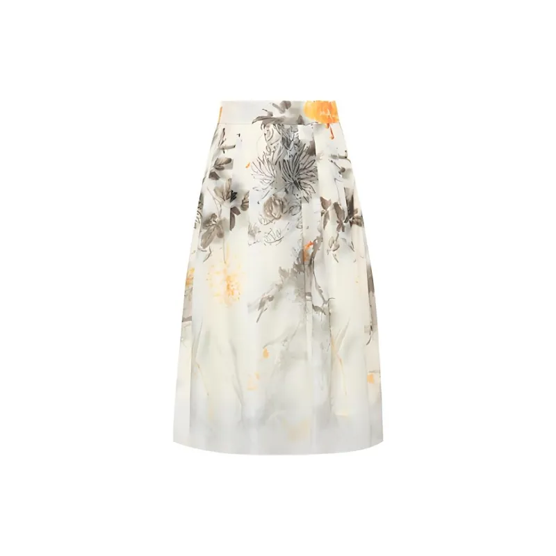 BBLLUUEE Casual Long Skirt Women's Vanilla Apricot-1