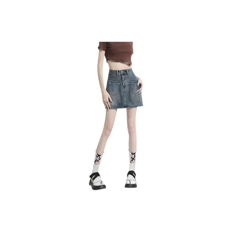 Weixi Denim Short Skirts Women's Blue-1