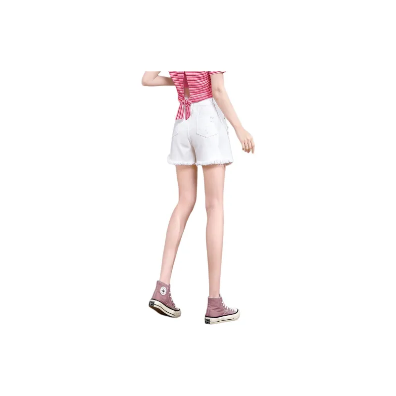 Weixi Denim Shorts Women's White-1