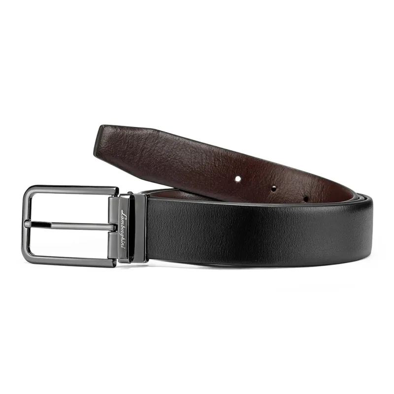 Automobili Lamborghini Cow Leather Belts Men's Width 3.5cm-1