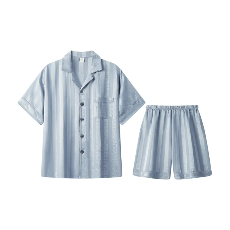 Lan Miao Pajama Set Men's Light Blue-0