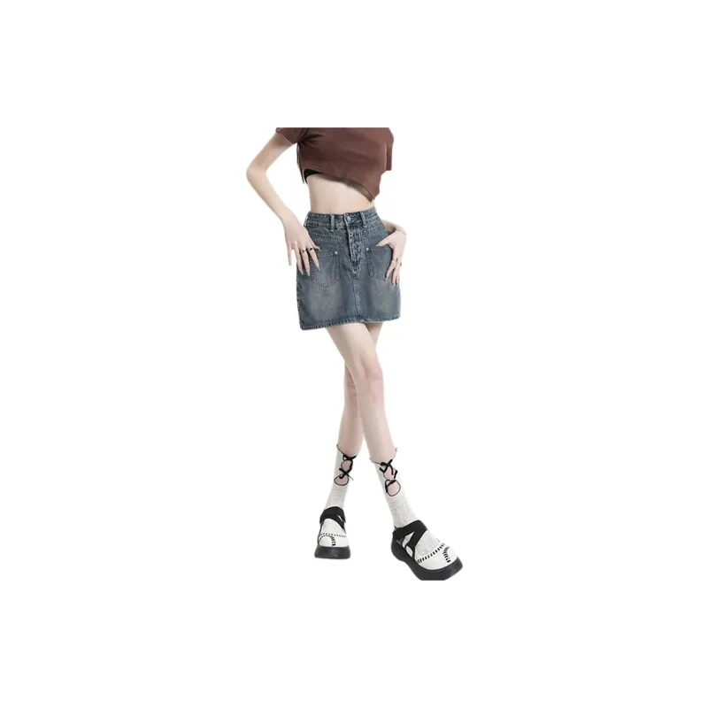 Weixi Denim Short Skirts Women's Blue-2
