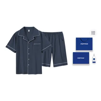 Floating Light Islands Pajama Set Men's Gift Box Set Dusty Blue