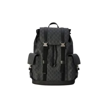 GUCCI Canvas With Leather Trim Backpack Men's Black