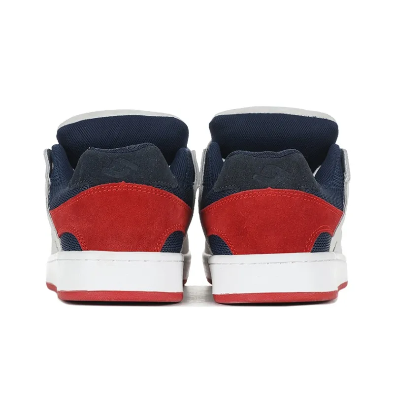 HOMDOON Anti Slip Wear Resistant Low Top Skateboard Shoes Unisex Gray Red-4