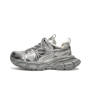 Youthloser Anti Slip Wear Resistant Breathable Height Increasing Low Top Chunky Sneakers Unisex Space Silver