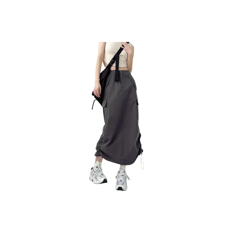 Weixi Denim Long Skirt Women's Gray-1