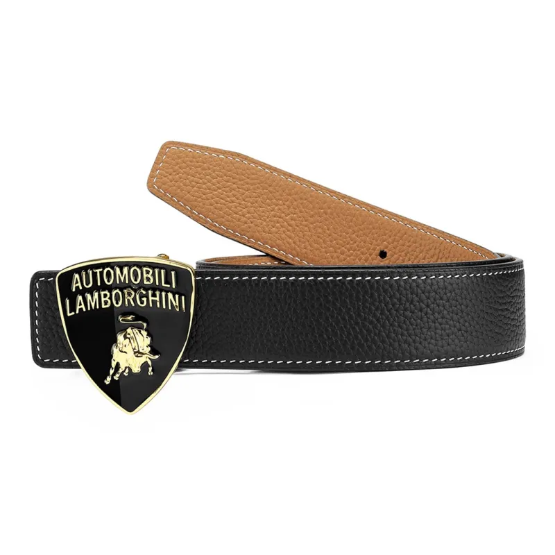 Automobili Lamborghini Cow Leather Belts Men's Width 3.4cm-2