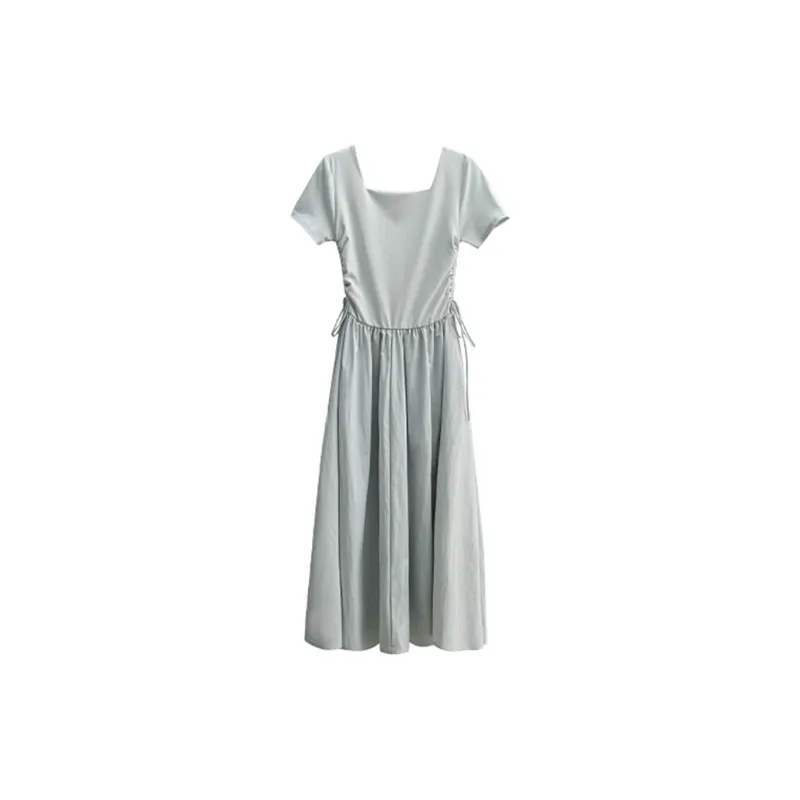 Adeworn Short Sleeved Dress Women's Dusty Blue-1