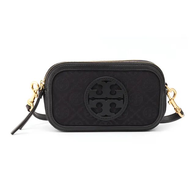TORY BURCH T Monogram Jacquard With Nappa Leather Trim Shoulder Bag, Crossbody Bag Mini Women's Black-1