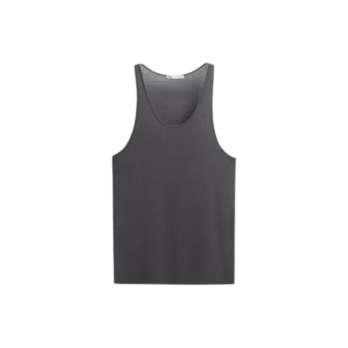 ZARA Tank Tops Men Blue Gray