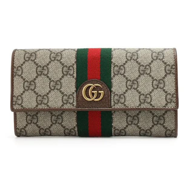 GUCCI Ophidia Canvas With Leather Canvas Bag Wallet Regular Unisex Beige Brown-1