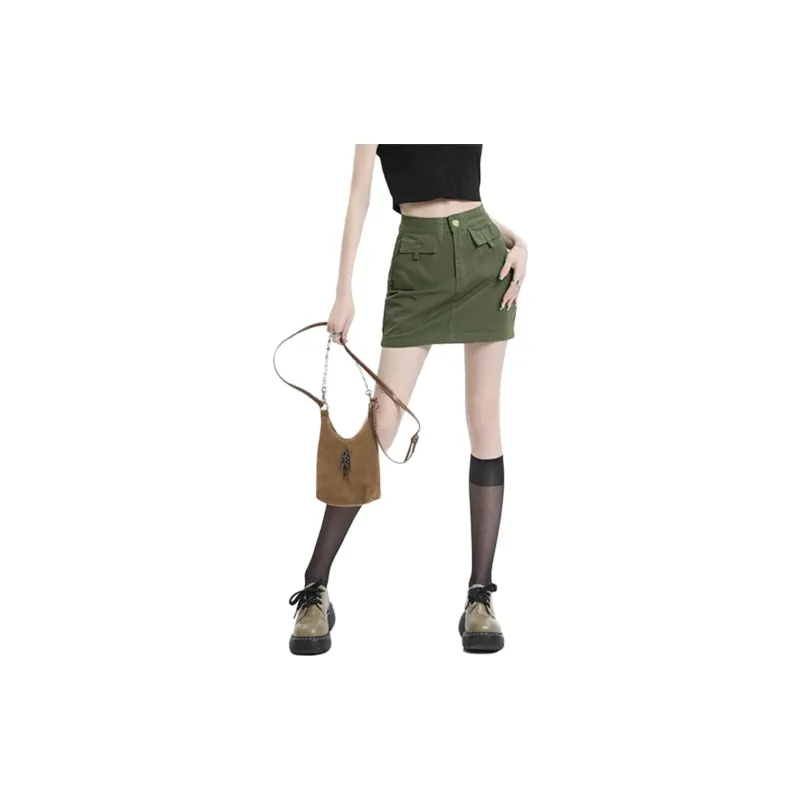 Weixi Cargo Short Skirts Women's Army Green-2
