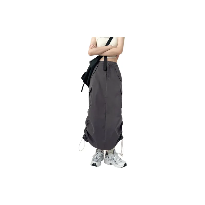 Weixi Denim Long Skirt Women's Gray-2