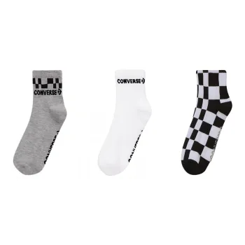Converse 3-Pack Skewed Check Quarter Socks Mid-Calf Socks Men's 3 Pack