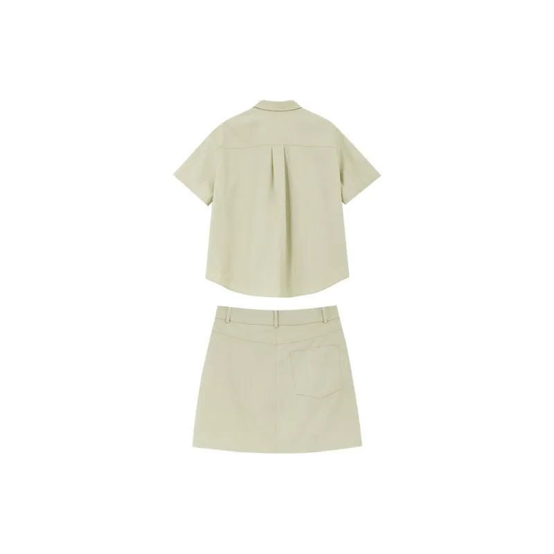 VIMLY Skirt Set Women's Green Khaki-1
