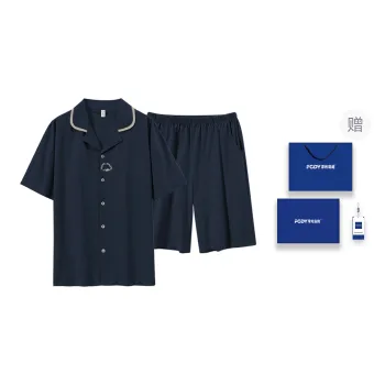 Floating Light Islands Pajama Set Men's Navy Blue
