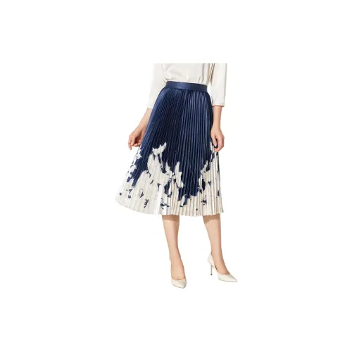 BBLLUUEE Casual Long Skirts Women's Ink Blue