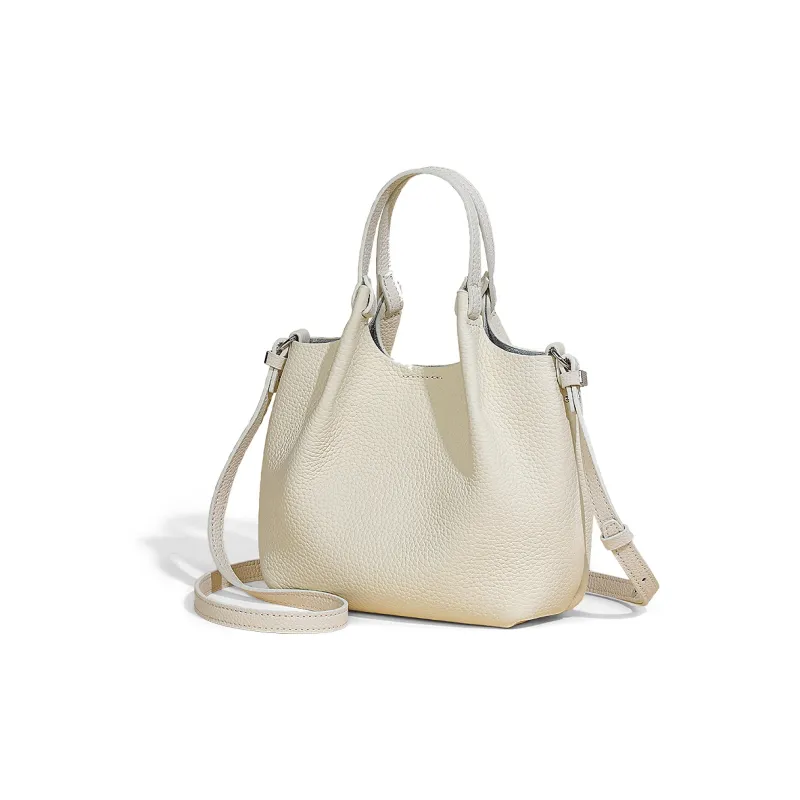 COMELY Cow Leather Patchwork Synthetic Leather Handheld Shoulder Bag Crossbody Bag Mom Bag Regular Women's Ecru-3