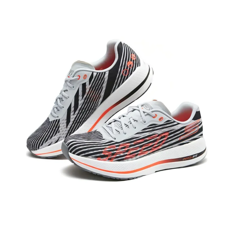 Skechers Cushioned Wear Resistant Breathable Low Top Casual Running Shoes Men's White Orange Black-3