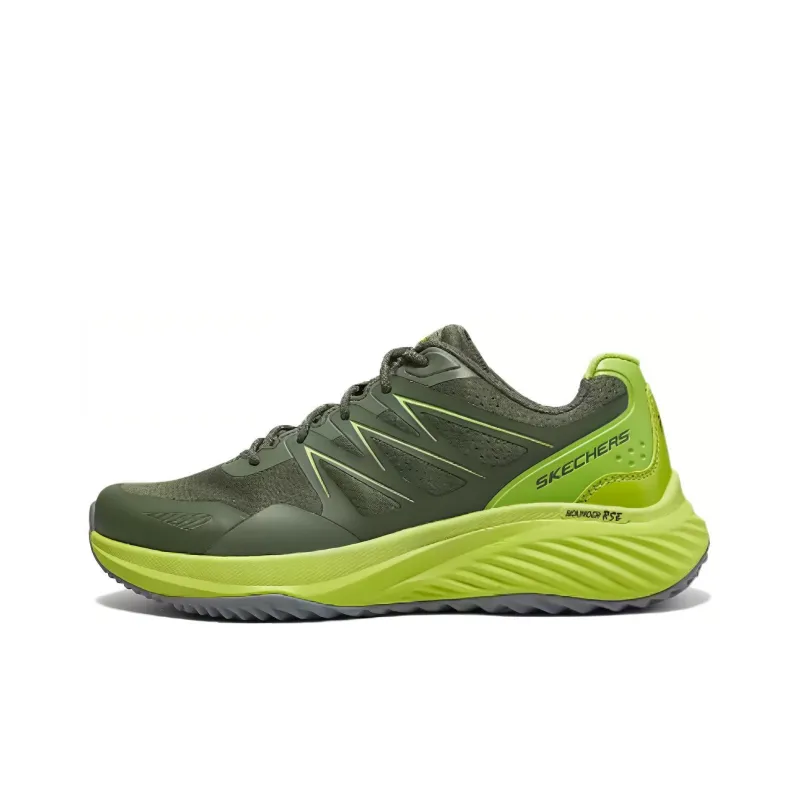 Skechers Cushioning Wear Resistant Low Top Casual Running Shoes Men's Green Yellow-0