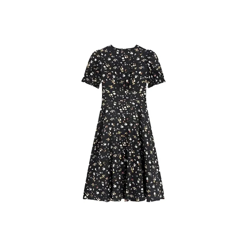Bebe Short Sleeved Dress Women's Floral Black-1