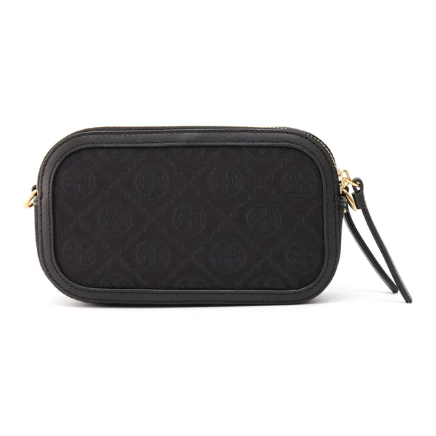 TORY BURCH T Monogram Jacquard With Nappa Leather Trim Shoulder Bag, Crossbody Bag Mini Women's Black-4