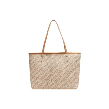 Hahhhsis PU Tote Shopping Bag Portable Laptop Bag One Shoulder Shoulder Bag Women's Ecru/Khaki/Green