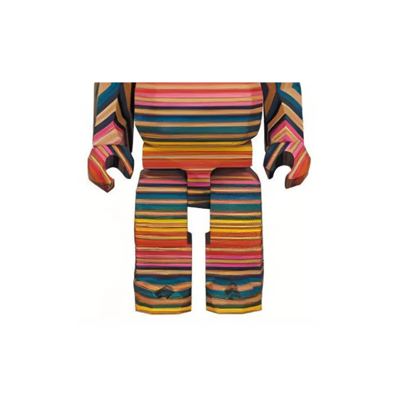 BE@RBRICK x Fragment Design 400% Hiroshi Fujiwara Polygon Rainbow Wood Trendy Figures 28cm-3