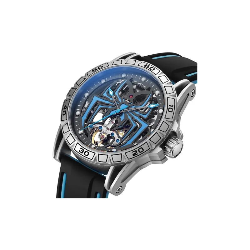MUKUO Hero Collection Automatic Mechanical Movement Silicone Strap Watch Men's Watches Cut-Out Dial-1