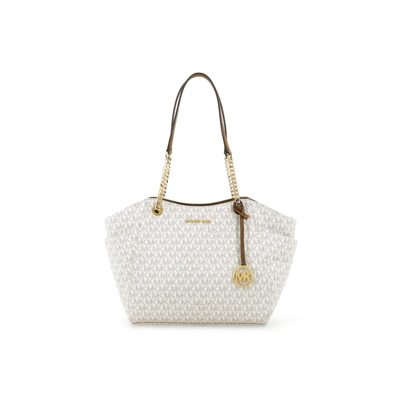MICHAEL KORS Jet Set PVC Tote Bag Shopping Bag Handbag Shoulder Bag Women's Vanilla White-1