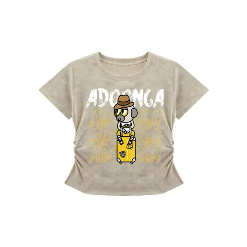 ADOONGA T-Shirts Women's Tie-Dye Khaki