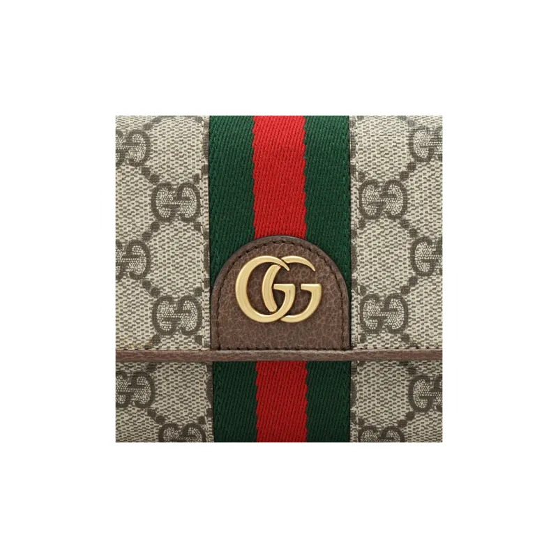 GUCCI Ophidia Canvas With Leather Canvas Bag Wallet Regular Unisex Beige Brown-8