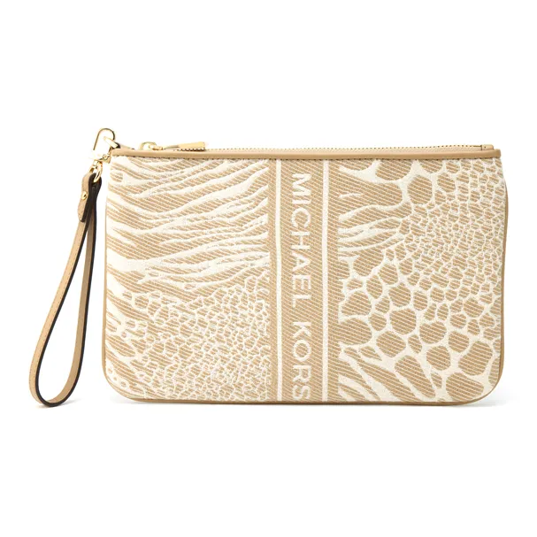 MICHAEL KORS Jet Set Charm Fabric Clutch Tubas Women's Light Camel/Ecru-2