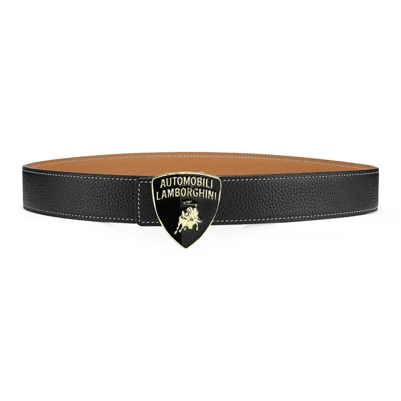 Automobili Lamborghini Cow Leather Belts Men's Width 3.4cm-5