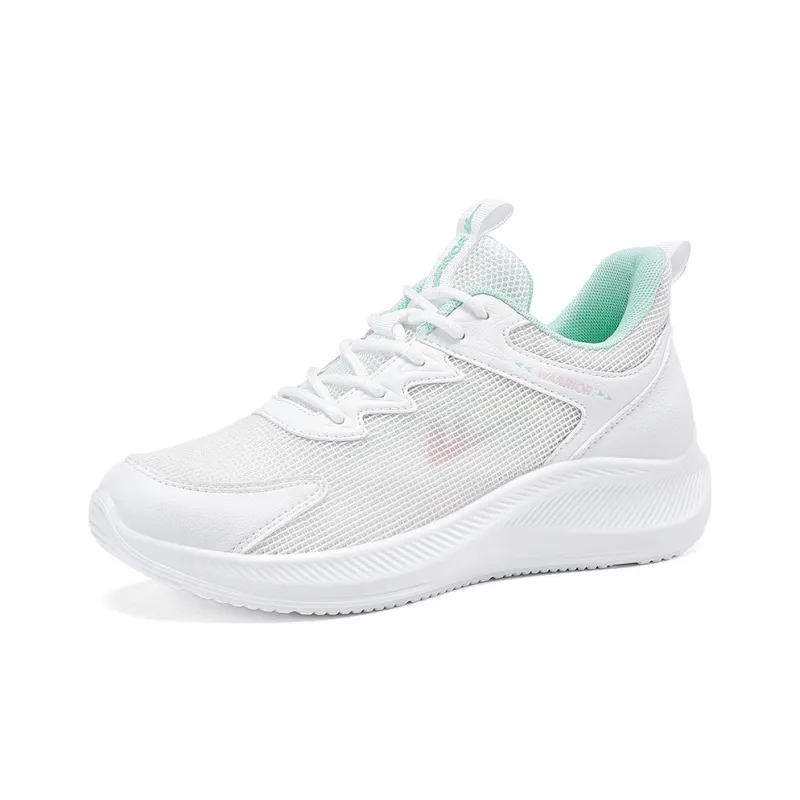 Warrior Breathable Quick Dry Low Top Running Shoes Women's White Green-1