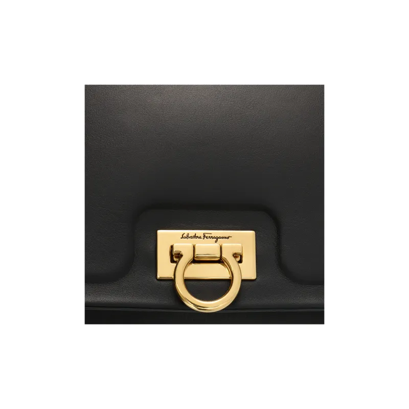 FERRAGAMO Leather Flap Bag Shoulder Bag Crossbody Bag Regular Women's Black-8